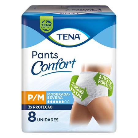 Imagem de Roupa Intima Descartável Tena Pants Confort Tamanho P/M - 8 Pacotes com 8 Tiras