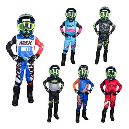 Conjunto Roupa Infantil Amx Prime Moto Camisa Calça Cross Trilha -  Conjuntos e Macacão para Moto - Magazine Luiza