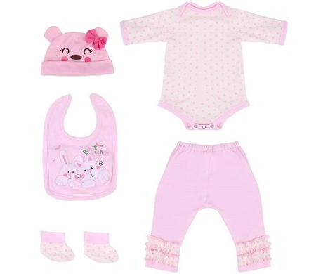 Roupa Para Boneca Bebê Reborn Coelho Com Bolinha Rosa - Shiny Toys