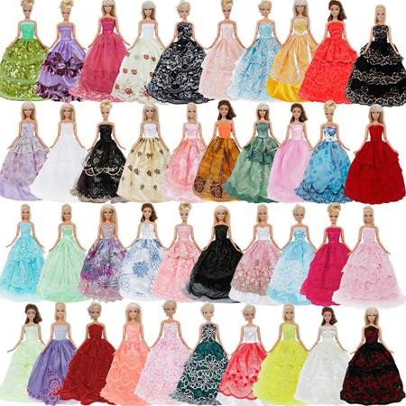 Roupas de Bonecas Vestidos de Princesa Casaco Sapatinhos
