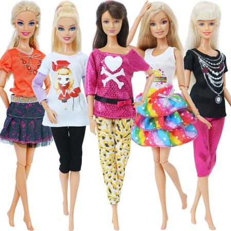 Kit de Roupas Para Bonecas 5 Vestidos Longos + 5 Conjuntos Casuais -  Compatível com Barbie e Frozen - Sheilinha Confecção - Roupa de Boneca -  Magazine Luiza