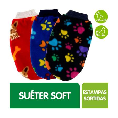 Imagem de Roupinha Sweater de Soft Para Cachorro Cores e Estampas Sortidas - Impactus Pet