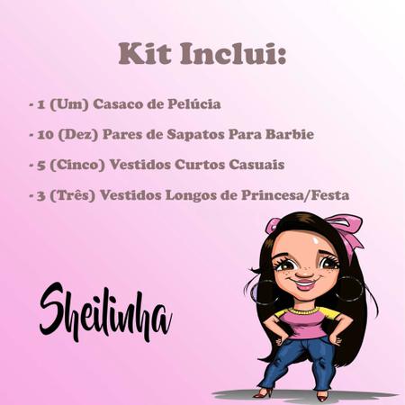 Promoção Kit 3 Roupas Vestidos P/ Boneca Barbie + 3 Sapatos