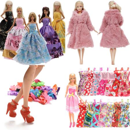 Roupinhas e Sapatos Compatíveis com Bonecas Barbie e Frozen