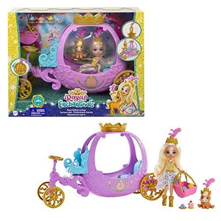 Imagem de Royal Enchantimals Royal Rolling Carriage Playset (8.09-in) com Peola Pony Doll (6-in) & Petite Animal Friend Figure, 7 Acessórios e Rodas que Rolam, Grande Presente para Crianças de 3 a 8 Anos