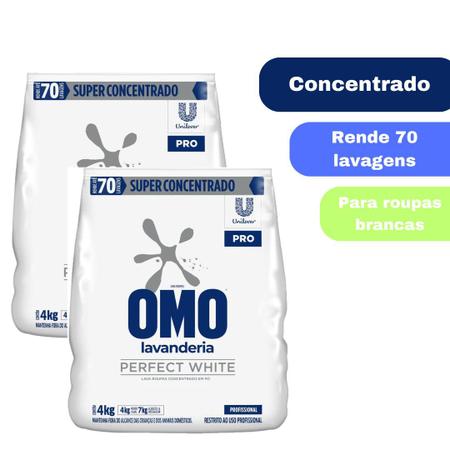 Imagem de Sabão Em Pó Omo Perfect White 04kg Lavagem Profissional Tira Manchas Amarelas