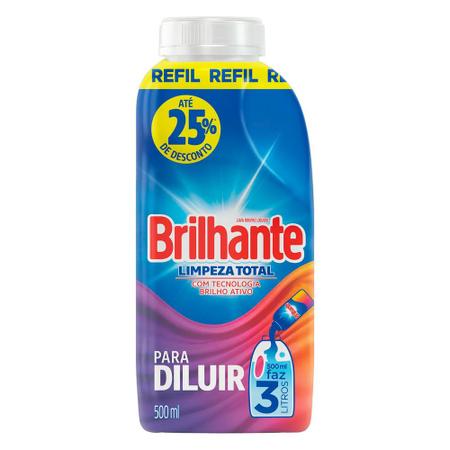 Imagem de Sabão Liquido Refil Brilhante Limpeza Total Diluir 500ml