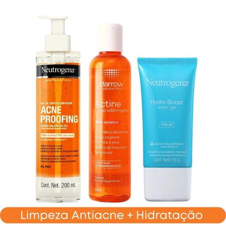 Imagem de Sabonete Acne Proofing + Tônico Adstringente Actine + Hidratante Vitamina C Hydro Boost Neutrogena