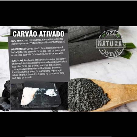 Imagem de Sabonete Carvão Ativado Reduz Marcas de Acne 100% Natural Uzi 90g