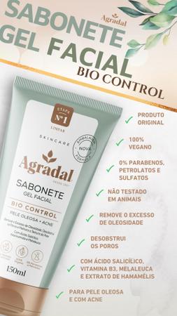 Sabonete Gel Facial Bio Control C/ Melaleuca Agradal 150ml Imagem de Sabonete Gel Facial Bio Control C/ Melaleuca Agradal 150ml