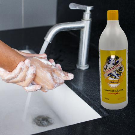 Imagem de Sabonete Líquido Aseptol 1000ml Tradicional Higiene Corpo Proteção Pele Antibacteriana Hidratante Suave Odonto Creche Hospitais