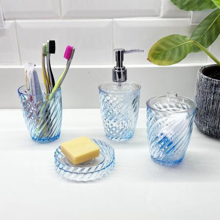 Imagem de Saboneteira pia lavabo dispenser sabonete sabão líquido porta escova pasta dental banheiro Plasútil