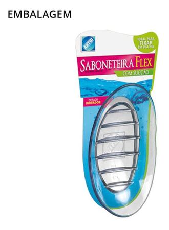 Imagem de Saboneteira Suporte Transparente Silicone Flex Com Succao porta Sabonete Banheiro Transparente 4203
