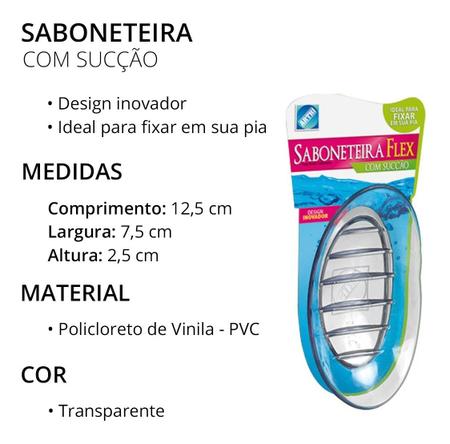 Imagem de Saboneteira Suporte Transparente Silicone Flex Com Succao porta Sabonete Banheiro Transparente 4203
