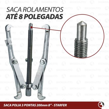 Imagem de Saca Polia e Rolamentos 3 Garras Articuladas 200mm 8 Polegadas Starfer