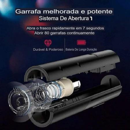 Imagem de Saca Rolhas Elétrico Abridor De Garrafa de Vinho Automático USB Inox Kit Acessórios Profissional 