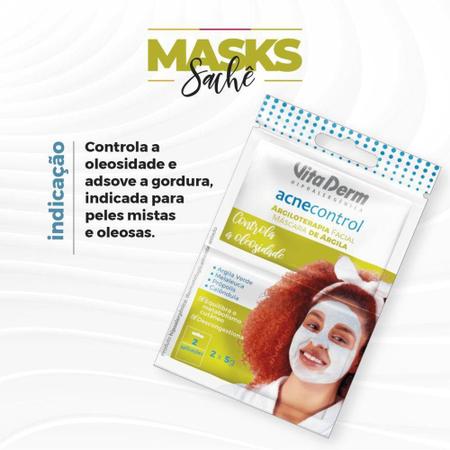 Imagem de Sachê duplo máscara argiloterapia facial acne control 2x5g - Vita Derm