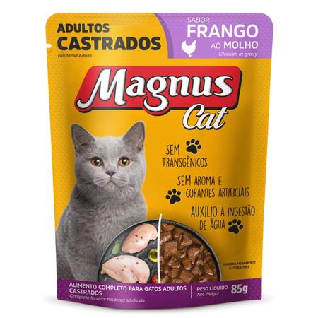 Imagem de Sachê Magnus Cat Gatos Castrados Frango 85g 9 unidades Ração Úmida