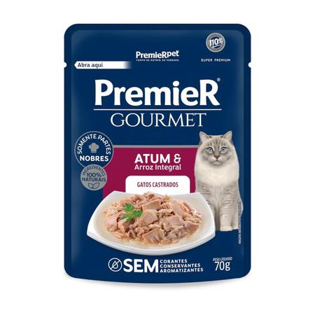 Imagem de Sachê Premier Gourmet Gatos Castrados Atum 70g Alimento Úmido Premium