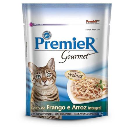 Imagem de Sachê Premier Gourmet Para Gatos Adultos Sabor Frango e Arroz Integral 70g - PremieR Pet