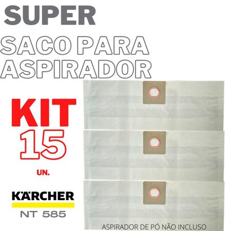 Imagem de Saco Coletor de Pó p/Aspirador Karcher NT585 Kit 15 Refil