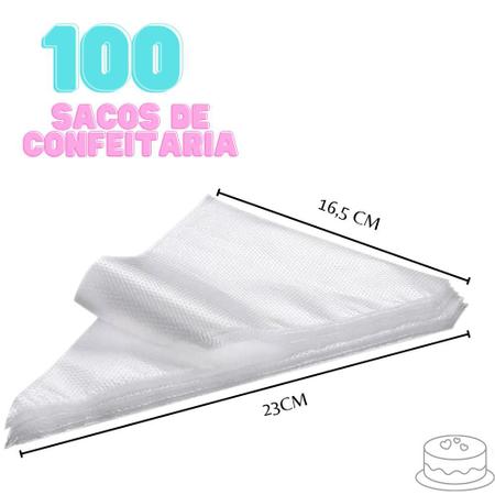 Saco Para Confeitar Bolo Profissional Manga de Confeitar Bolo Doce Tortas e  Bolo de Pote Bluestar Pack Com 50 Unidades (P=31cm)