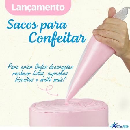 Saco Para Confeitar Bolo Profissional Manga de Confeitar Bolo Doce Tortas e  Bolo de Pote Bluestar Pack Com 50 Unidades (P=31cm)