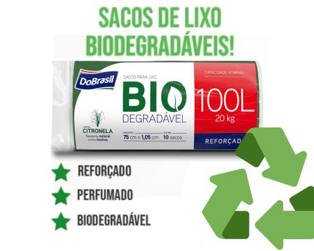 Imagem de Saco de Lixo 100 Litros Citronela Kit 40 Unidades Reforçado