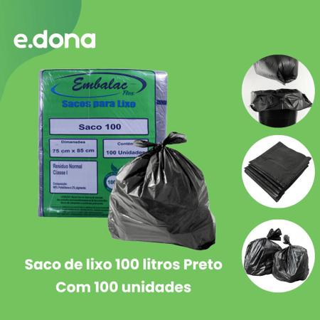 Imagem de Saco de lixo 100 litros Preto Embalac com 100 unidades