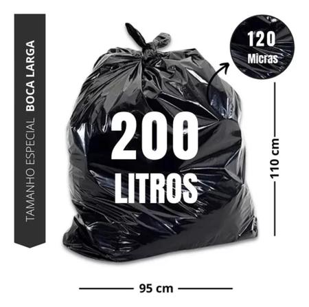 Imagem de Saco De Lixo 200 Litros Preto Grosso Pct 4 Kg Uso Pesado Ultra Reforçado