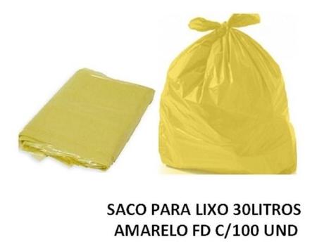 Imagem de Saco De Lixo 30 Litros Com 100Un Amarelo Reforçado