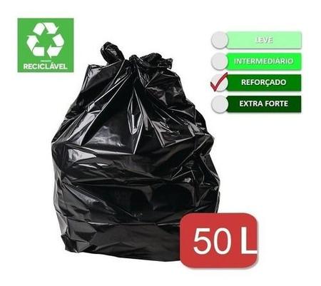 Imagem de Saco De Lixo 50 Litros Reforçado Com 100 Unidades Preto