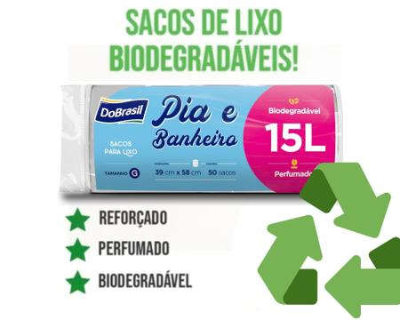 Imagem de Saco de Lixo 50 Un 15 Litros Branco Perfumado Pia Banheiro