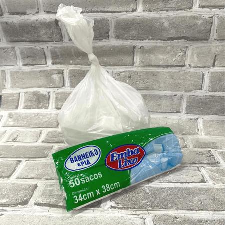 Imagem de Saco de Lixo 8 litros Branco Embalixo com 50 unidades Ideal para Pia e Banheiro