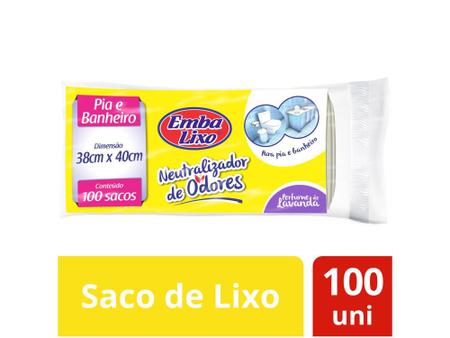Imagem de Saco de Lixo Branco Perfumado para Banheiro - Embalixo Neutralizador de Odores 100 Unidades