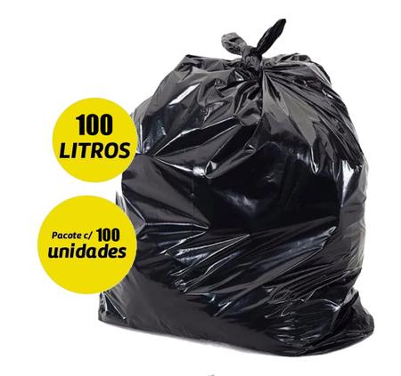 Imagem de Saco de Lixo Plástico 100 litros Preto c/ 100 unidades
