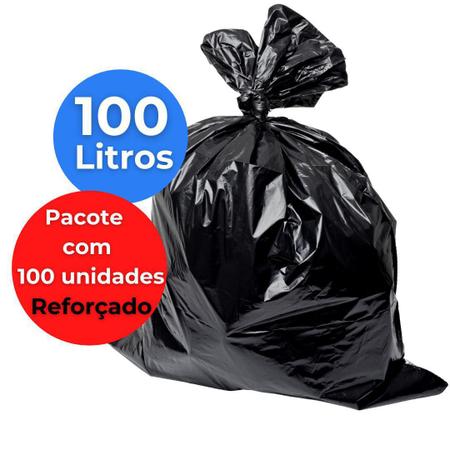 Imagem de Saco De Lixo Preto 100 Litros Resistente Reforçado 100Un