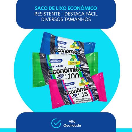 Imagem de Saco de Lixo Preto Econômico 15lts, 30lts, 50 lts, 100lts