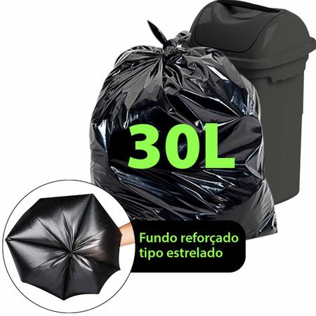 Imagem de Saco de Lixo Reforçado 30L Super Forte Resistente 6Kg Preto 30un. Não Vaza
