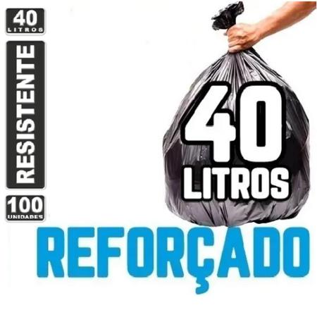Imagem de Saco De Lixo Reforçado 40 L (litros) Preto Para casa, restaurante- 100 Unidades