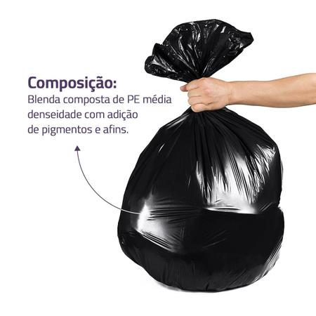 Imagem de Saco de Lixo Reforçado 60L Resistente Entrega Rápida