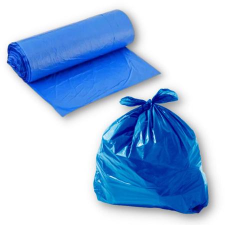Imagem de Saco de Lixo Reforçado em Rolo Picotado Azul Reciclável Ecológico