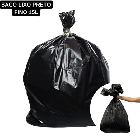 Imagem de Saco de Lixo Reforçado Preto Fino - 15L 39x58cm - pct 20 Unidades