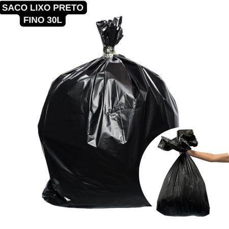 Imagem de Saco de Lixo Reforçado Preto Fino - 30L 58x62cm - pct 10 Unidades