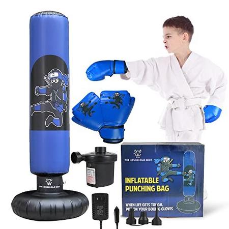 Saco de boxe inflável para crianças, Jogos para meninos e meninas, 5 anos, 6  anos, 7 anos, 8 anos, 9 anos, saco de boxe inflável para crianças, copo  para filhos, 10 anos, 1PC