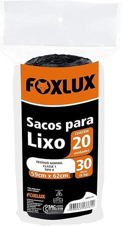 Imagem de Saco Lixo 30L 59X62Cm Preto 20Pcs Rolo