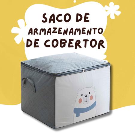 Imagem de Saco Organizador Porta Edredom, Cobertor E Roupas de Cama Em Tecido Matelace Estampado Com Fechamento Em Zíper