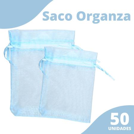 Imagem de Saco Organza - Saquinho 10x15 Azul C/50 Para Lembrancinha - Nybc