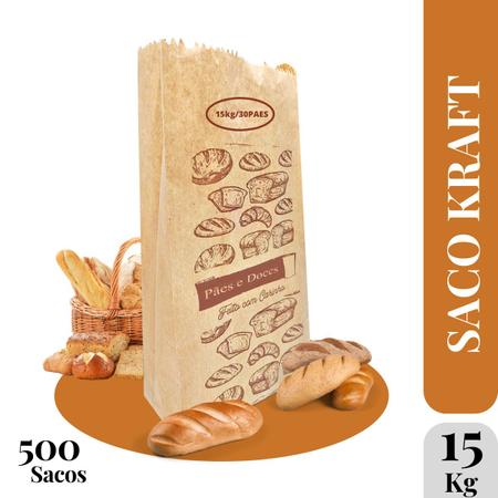 Imagem de Saco Papel Kraft Pardo Resistente 40g Pc C/500 Tamanho:15 Kg