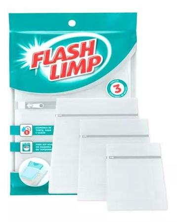 Imagem de Saco para lavar roupas 3 pc flashlimp